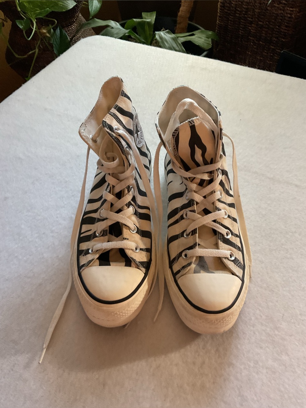 Converse High-Top Zebra Stripe Sneakers - Black & White size - 10.5